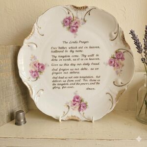 Vintage Lord’s Prayer Decorative Plate - 18K Gold Trim